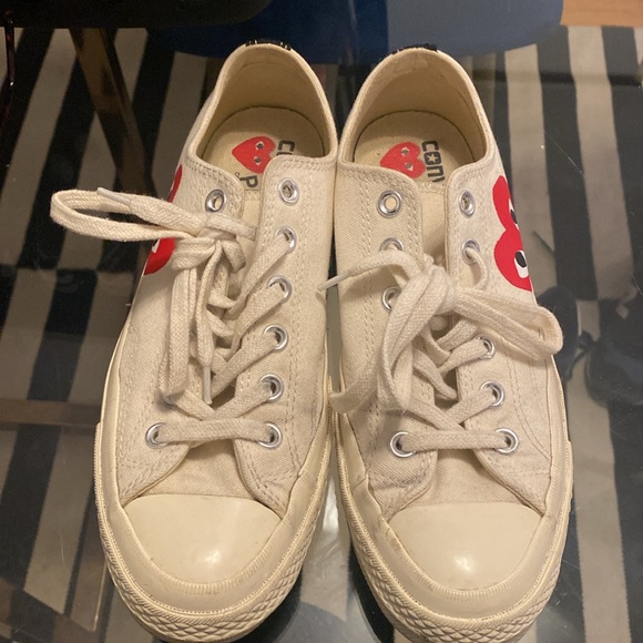 COMME DES GARÇONS WHITE LOW TOP CONVERSE SNEAKER WOMENS 8 - Picture 9 of 12